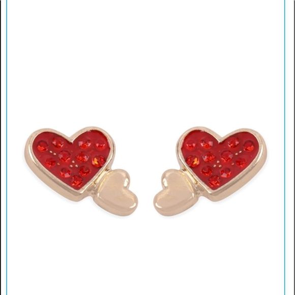 Jewelry - Twin Heart Red Rhinestone Earrings